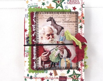 PASSPORT SIZE.  100 pages front/back.  Handmade junk journal.  Santa.  Christmas.  Holiday.  5280 Bliss.  Blank Journal.  Stocking Stuffer.