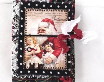 PASSPORT SIZE.  100 pages front/back.  Handmade junk journal.  Santa.  Christmas.  Holiday.  5280 Bliss.  Blank Journal.  Stocking Stuffer.