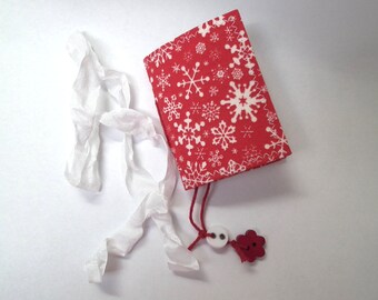 2" x 2.5" Christmas Micro Journal. 80 pages, Micro Journal. Mini Journal. Soft cover. Snowflakes. Stocking Stuffer. 5280 Bliss.