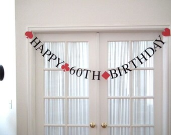 ANY AGE Birthday Banner.  21st Birthday.  Casino Night.  Poker Party.  Vegas Night.  5280 Bliss.