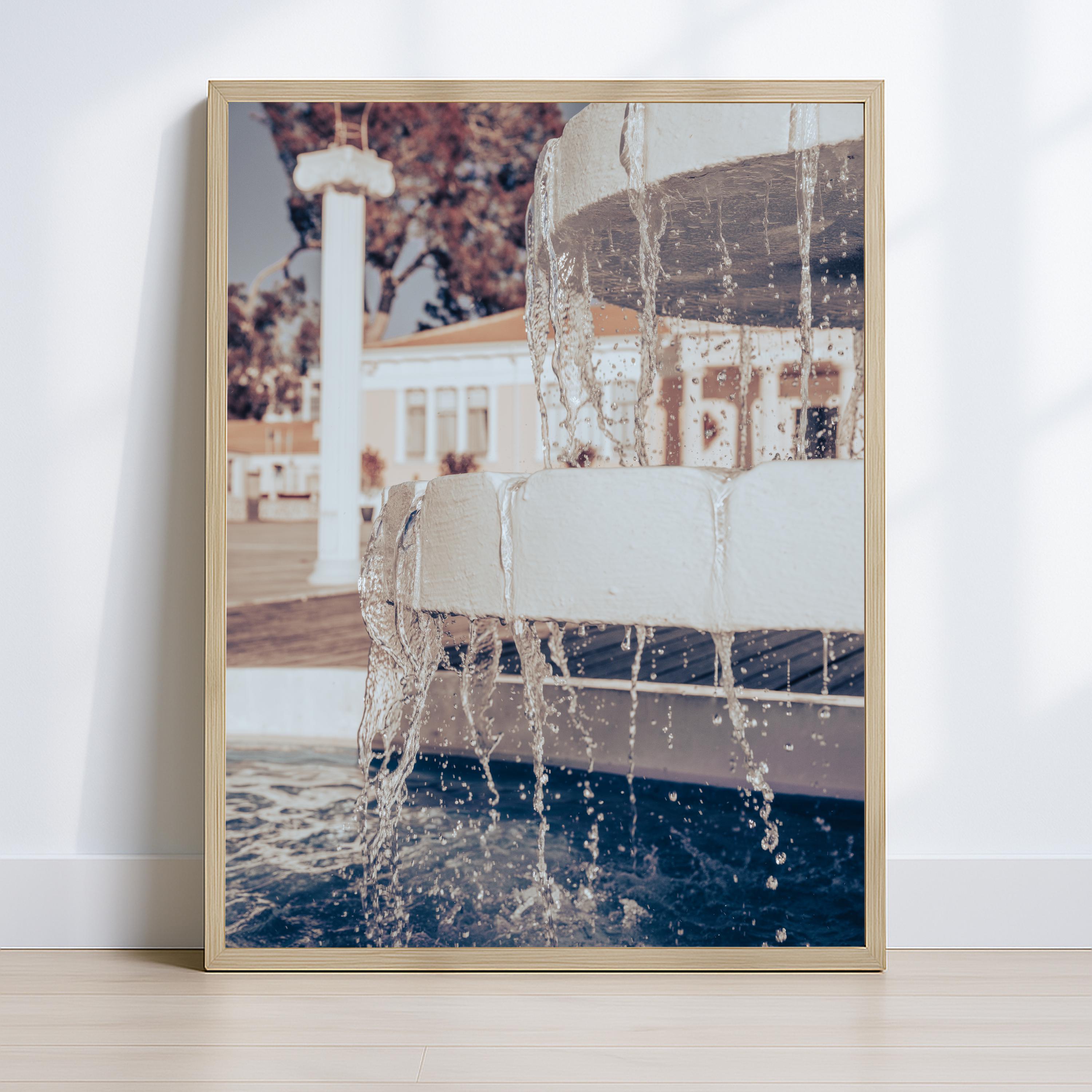 Neoclassical Architecture Triptych: Greek Columns & Fountain