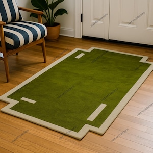Tappeto in lana annodato a mano: design astratto moderno, forma irregolare