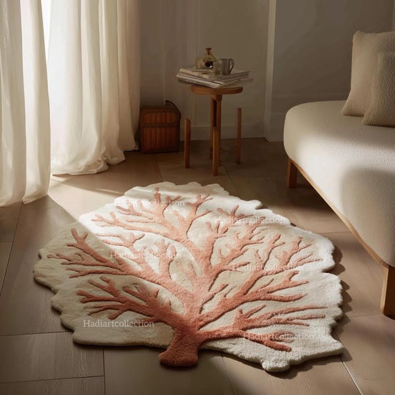 Coral Wool Rug – Hand Tufted Ocean Inspired Coastal Decor