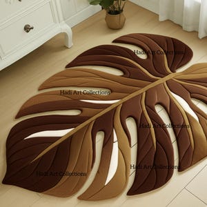 Hand-Tufted Monstera Leaf Rug: Boho Botanical Carpet