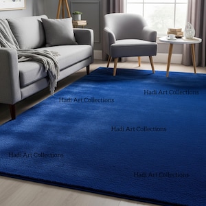 Hand Tufted Rug Solid Classic Blue Wool Area Rug For Living room  Kitchen Nursery Entryway Office 5X8 8X10 9X12 10X14 Custom Bedroom Rug