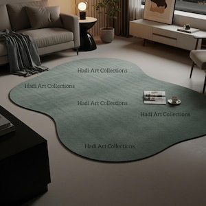 Irregular Rug Solid Classic Green Wool Area Rug For Living room Nursery Entryway Office 5X8 8X10 9X12 10X14 Custom Tufted Bedroom Rug