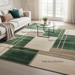 Tufted Rug Solid Beige green Wool Area Rug For Living room Bedroom Kitchen Nursery Entryway Office 5X8 8X10 9X12 10X14 Boho Rug