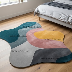 Gray Irregular Rug for living room Modern Tufted Rugs For Bedroom Custom Floor Rug Available 5x8, 6x9, 8x10, 9x12, 10x14, 11x15, 12x15