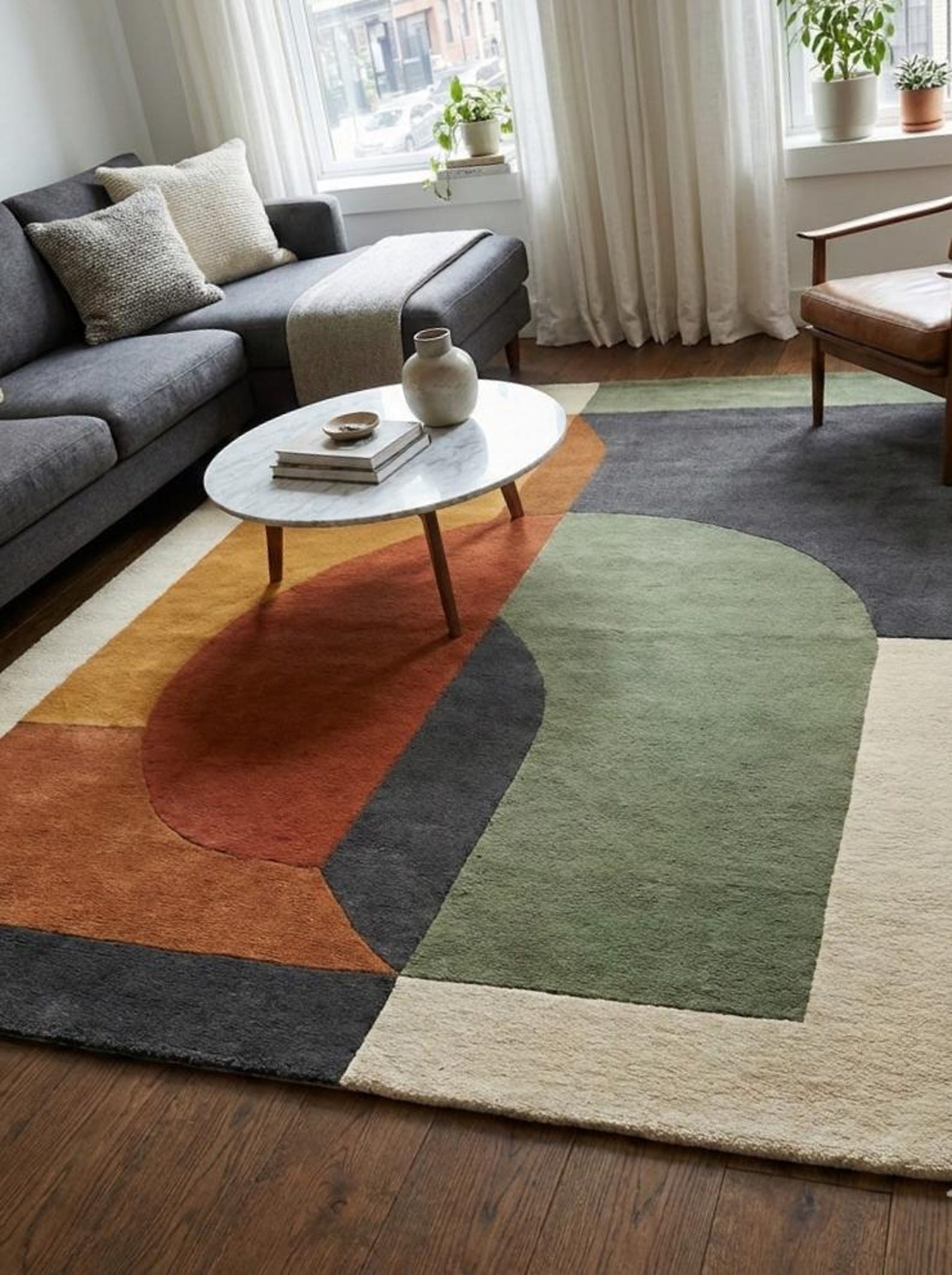 Mid Century Modern Rug, Geometric Color Block Area Rug, Bauhaus Style ...