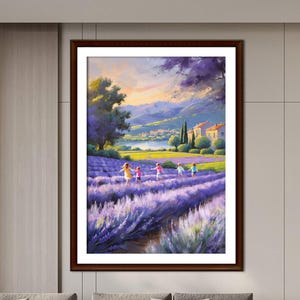 Lavender Field Wall Art Set, Buy 1 Get 1 Free, Provence Countryside Sketch Painting, Digital Download of Joyful Summer Landscape (2 Prints)