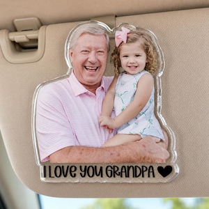 Custom Grandpa Photo Car Visor Clip, Personalized Father’s Day Gift For Grandpa, Custom Papa Gift From Grandkids, Drive Safe Grandpa Gift