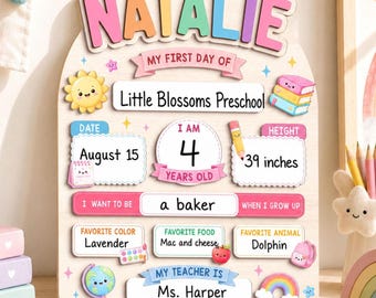 First Day Of School Sign, Back to School Board Gift For Kids, Preschool Kindergarten 1st Day School Sign, First Day School  Photo Prop