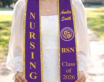 Custom Your Design Text Logo Graduation Stole, Personalized Class of 2026 Sash with Name, Senior Graduation Stole, Graduation Gift