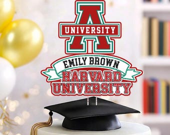 Custom Graduation Cake Topper with College Logo, Congrats Class of 2026 Party Decor, Personalized University Logo Cake Topper