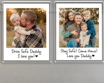 Custom Dad and Kids Photo Car Visor Clip, Drive Safe Daddy Sun Visor Clip, Fathers Day Gift From Daughter, Grandpa Gift