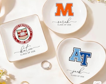 Custom College Logo Trinket Dish, Graduation Jewelry Tray, Class of 2026 Gift