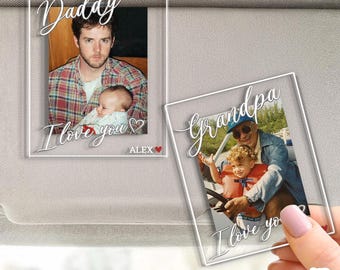 Custom Photo Dad Visor Clip, Fathers Day Gift For Dad, Drive Safe Sun Visor Clip, Gift For Grandpa, Dad Birthday Gift, Dad Gifts From Kids