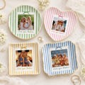 Personalized Bestie Photo Jewelry Dish, Ceramic Trinket Tray for Best Friend, Bestie Striped Ring Dish, Birthday Gifts For Bestie