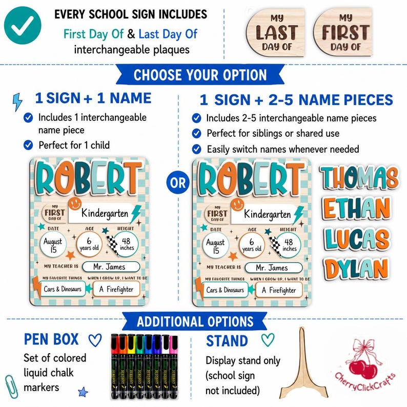 First Day Of School Sign, Back to School Board Gift For Kids, Preschool Kindergarten 1st Day School Sign, First Day School Photo Prop Bild 4