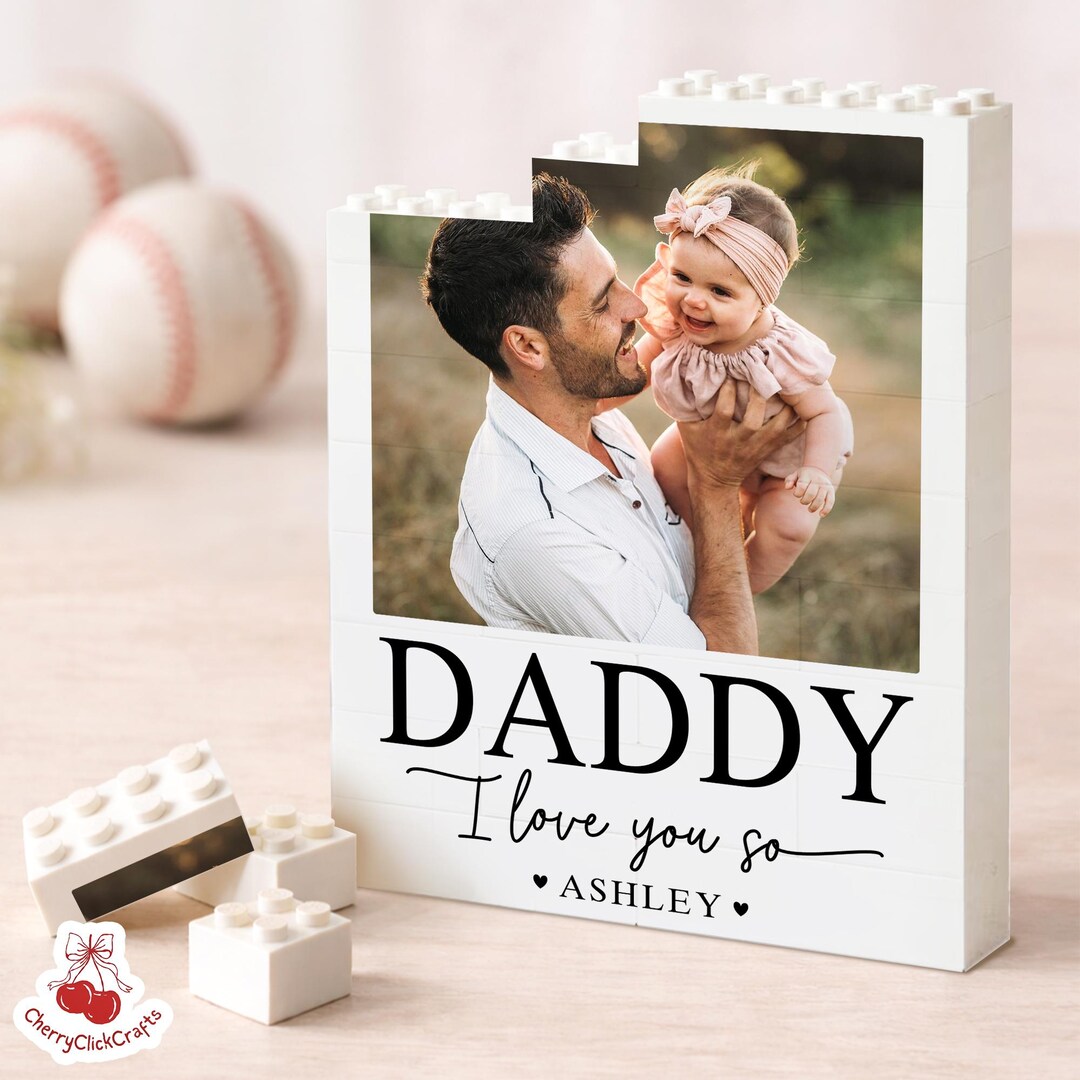 Custom Dad Photo Brick Block, Father's Day Gift for Dad, Daddy and Me ...