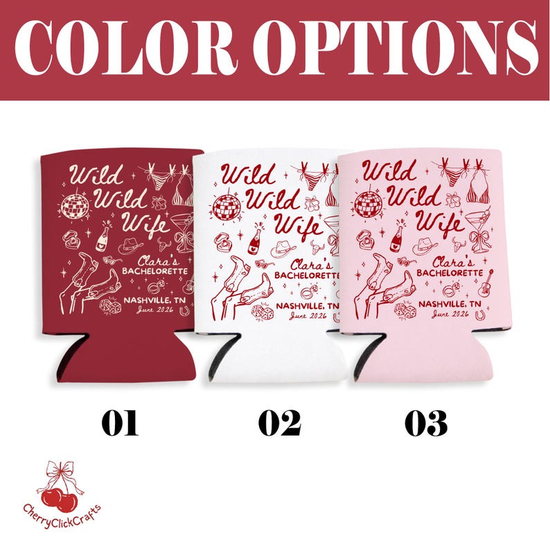 Wild Wild Wife Bachelorette Can Cooler, Western Cowgirl Bachelorette Party Favors, CustomDesert Bachelorette Drink Holder, Bridal Party Gift image 2