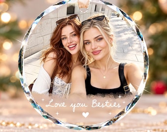 Adorno navideño personalizado con foto de mejores amigas, adorno navideño con foto de mejores amigas, regalo de Navidad para mejores amigas, regalo para pedirle a una dama de honor que sea su novia, regalo para hermanas.