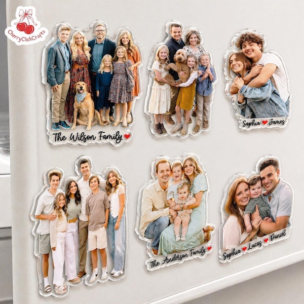 Custom Dad And Kids Photo Magnet, 1st Father's Day Gift For Dad, Family Portrait Magnet, Grandpa Gift from Grandkids