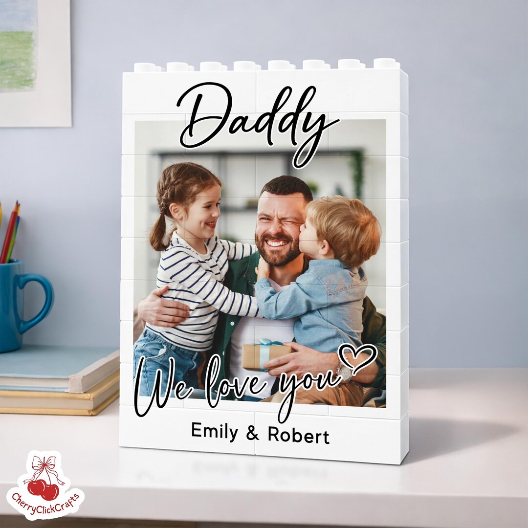 Custom Daddy and Me Brick Photo Block, Fathers Day Gift, Gift for Dad ...