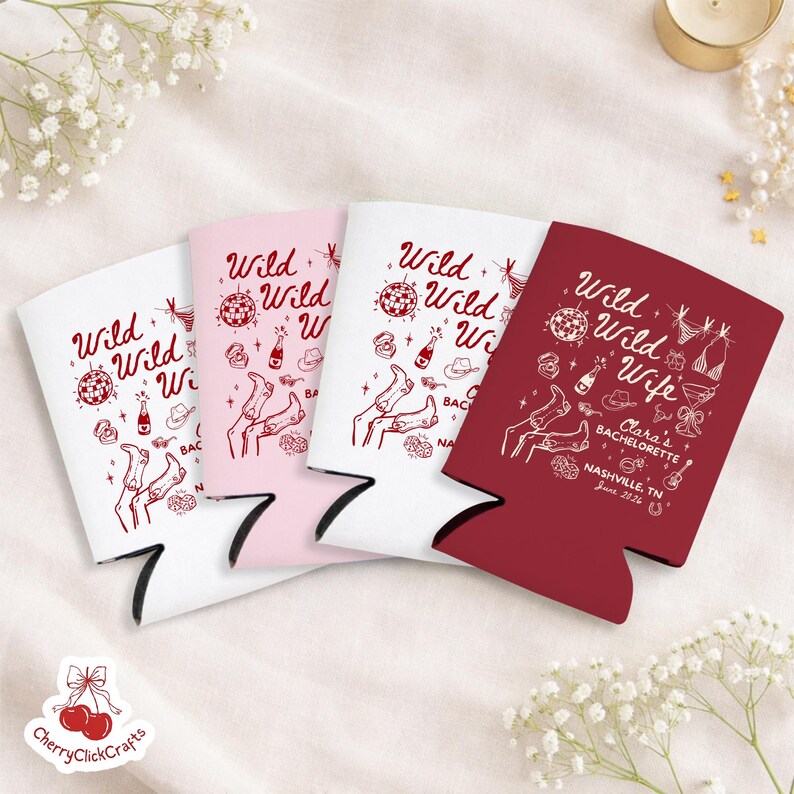 Wild Wild Wife Bachelorette Can Cooler, Western Cowgirl Bachelorette Party Favors, CustomDesert Bachelorette Drink Holder, Bridal Party Gift image 4