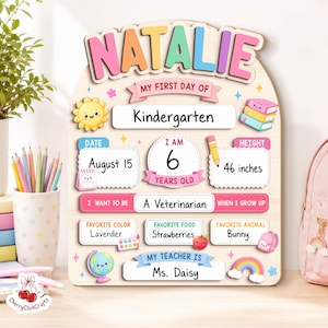 First Day Of School Sign, Back to School Board Gift For Kids, Preschool Kindergarten 1st Day School Sign, First Day School Photo Prop Bild 5