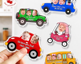 Imán personalizado para nevera con foto infantil, imán personalizado con la cara del bebé, regalo del Día del Padre para papá, imán divertido para el coche con foto, regalos para el nuevo abuelo