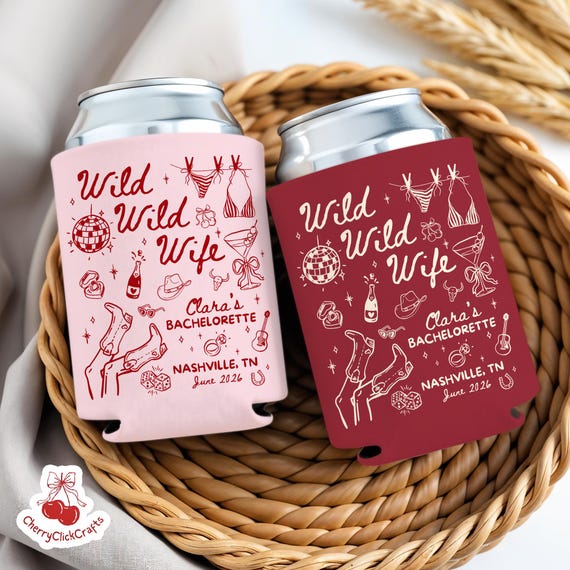 Wild Wild Wife Bachelorette Can Cooler, Western Cowgirl Bachelorette Party Favors, CustomDesert Bachelorette Drink Holder, Bridal Party Gift