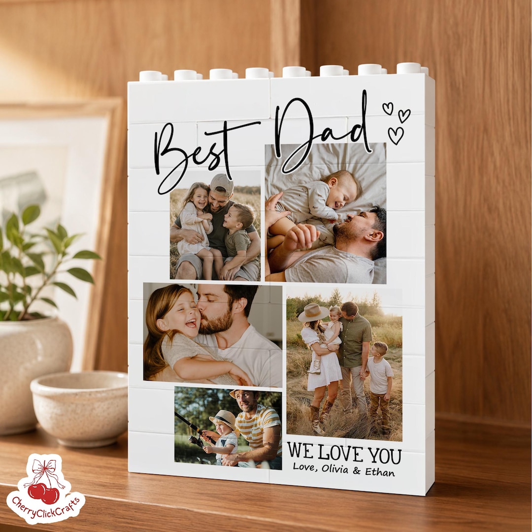 Custom Photo Collage Dad and Kids Building Block, Fathers Day Gift for ...