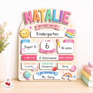 First Day Of School Sign, Back to School Board Gift For Kids, Preschool Kindergarten 1st Day School Sign, First Day School Photo Prop Bild 8