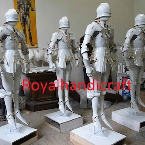 Medieval   15th Century Gothic  Best white  Armour Suit ~ Battle Warrior Full Body Armor  Halloween Costume Suit