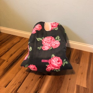 Infant Car Seat Blanket, Girls pink flower Snug L Bee, infant carrier blanket, winter baby blanket, car seat cover, baby carrier blanket image 1