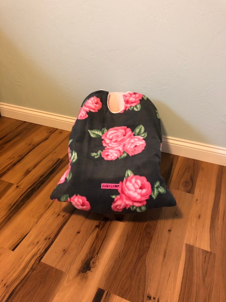 Infant Car Seat Blanket, Girls pink flower Snug L Bee, infant carrier blanket, winter baby blanket, car seat cover, baby carrier blanket image 1