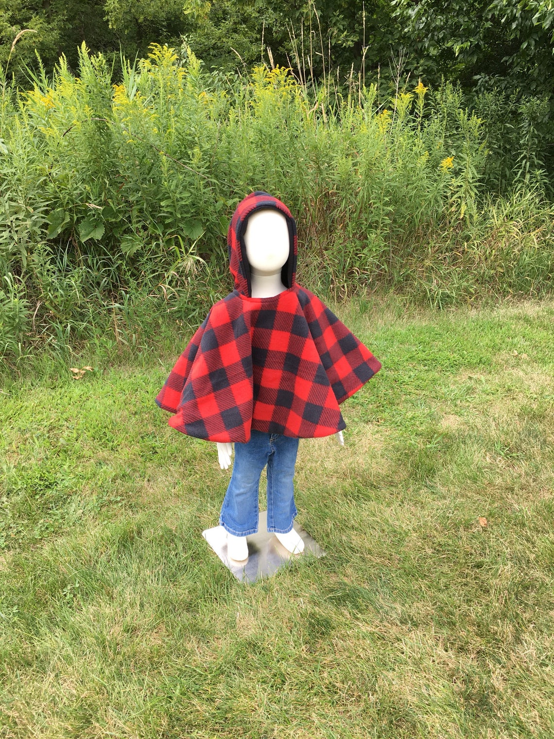 Car Seat Poncho, Children's Fleece Poncho, Reversible Poncho, Toddler Cape, Buffalo Plaid