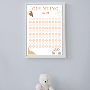 Boho Counting Poster: 1-100 Printable Nursery Wall Art (Digital Download A2 PDF)