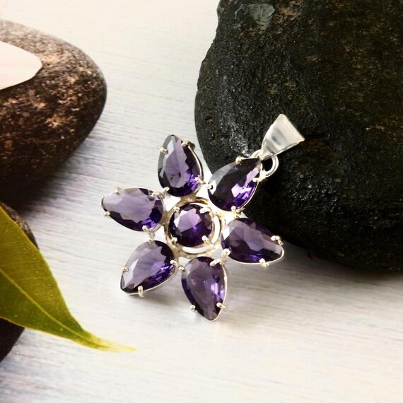 Handmade Sterling Silver Amethyst Pendant: Boho Healing Jewelry