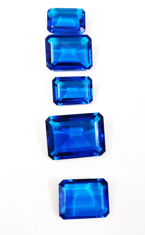 AAA Blue Topaz Emerald Cut Gemstone: Faceted Loose Stone