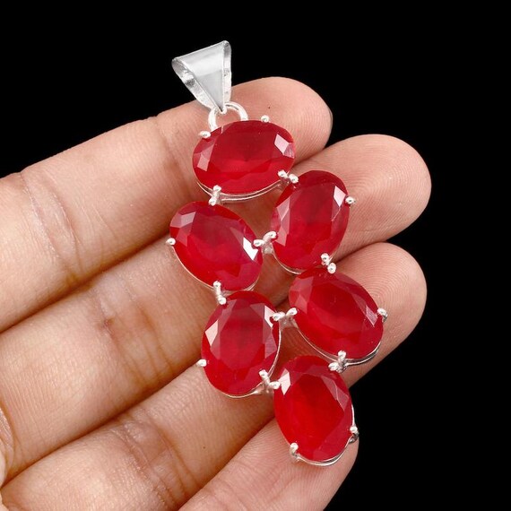 Handmade Sterling Silver Red Onyx Pendant: Boho Healing Jewelry