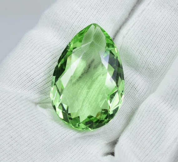 Faceted Green Amethyst Pear Stone: 58 Carat Loose Gemstone