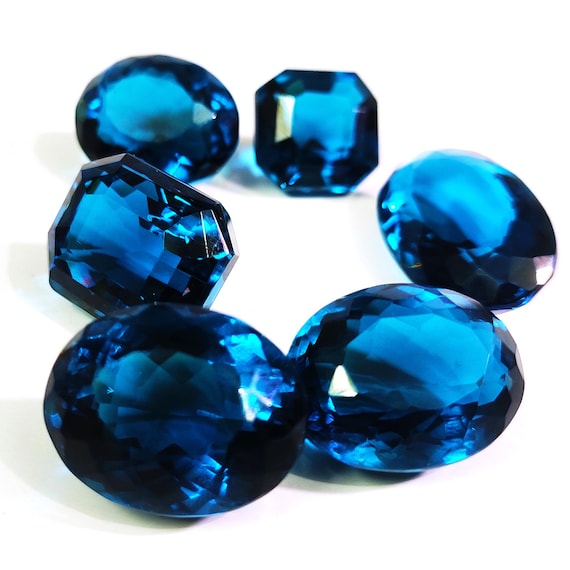 Lab-Created London Blue Topaz Gemstone: Faceted Loose Stone