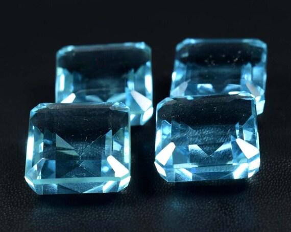 Faceted Swiss Blue Topaz, Square AAA Gemstone, 20 Carat