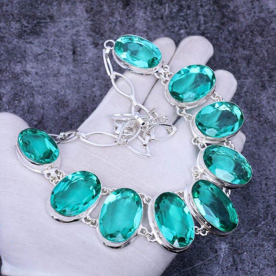 Faceted Indicolite Necklace, Sterling Silver Handmade Jewelry