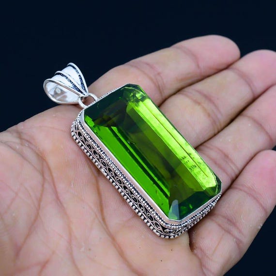 Handmade Peridot Pendant: Sterling Silver Boho Jewelry