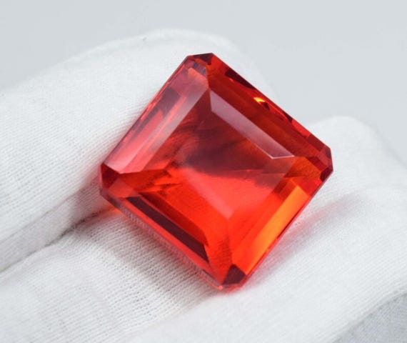 Faceted Orange Topaz Loose Stone: Square Gemstone for Jewelry (24x23x16mm, 80 Cts