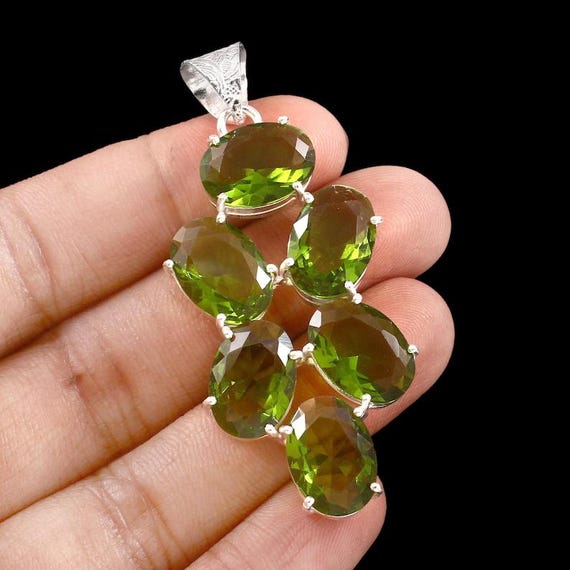 Sterling Silver Peridot Pendant: Vintage Style Handmade Jewelry