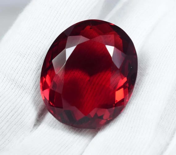 Faceted Red Topaz Oval Gemstone: 88 Carat Loose Stone